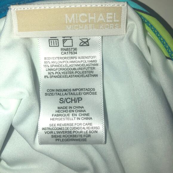 MICHAEL KORS Retail $180 Blue Swirl Lace Up Longline 2 Piece Bikini Size Small - Picture 6 of 6